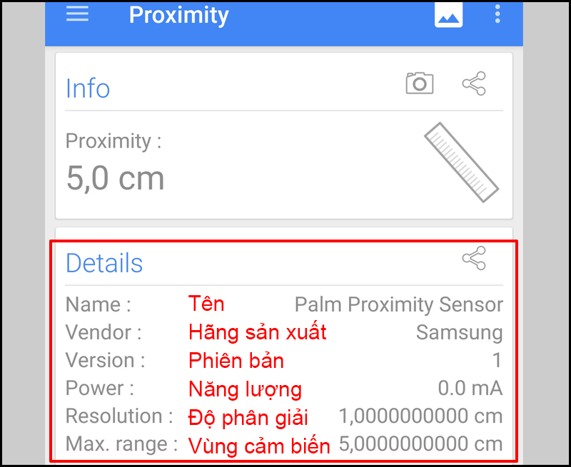 Thông tin chi tiết của cảm biến tiệm cận